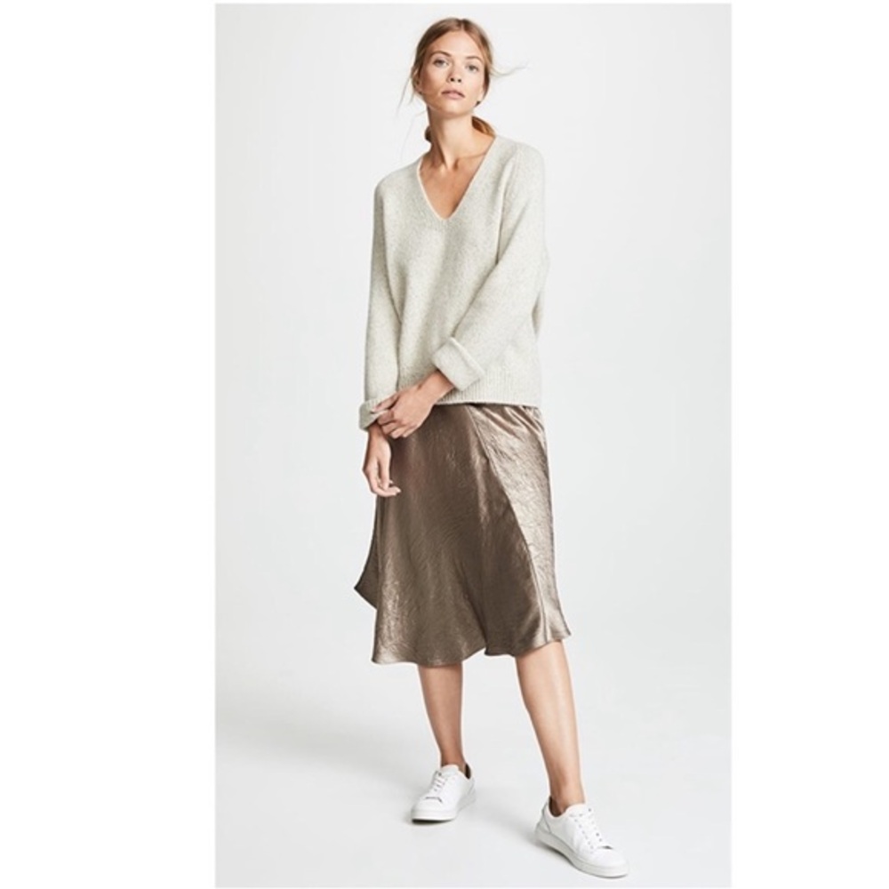 Vince Metallic Bronze Midi Skirt